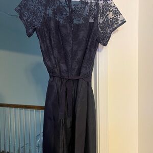 Taylor Elegant Black Lace Midi Dress